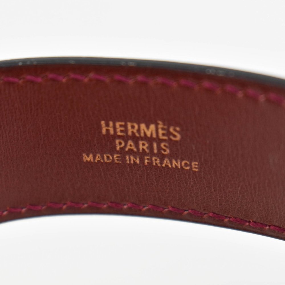 HERMES "Artemis": Scarlet Red, Leather & Gold "H" Logo Bracelet (ow) - Picture 7 of 10